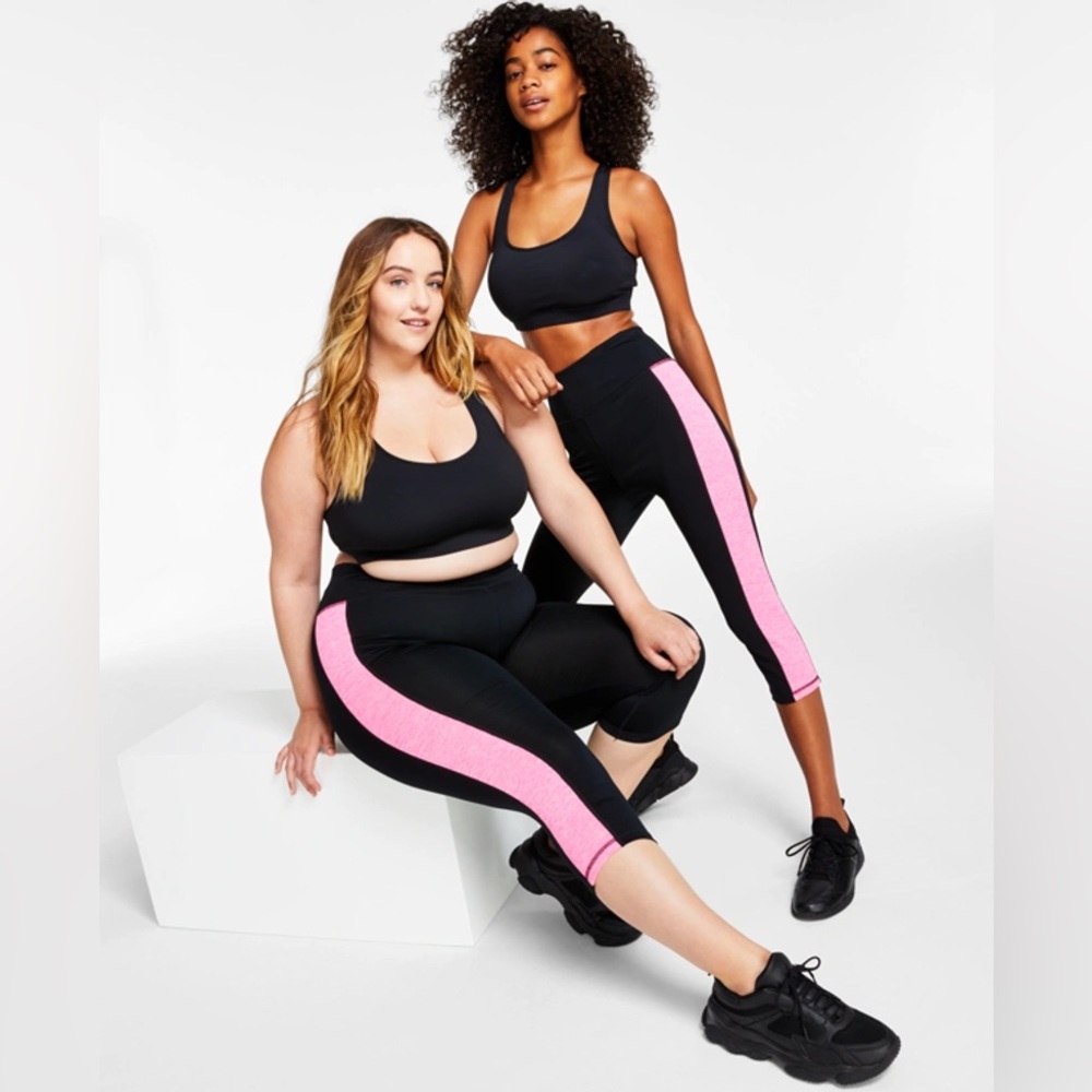 Ideology Essentials Colorblocked Cropped Leggings, Noir Purple Plus Size 1X NWT